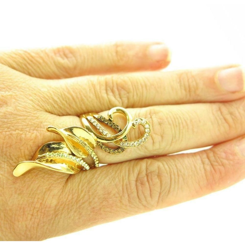 Chocolate Rhinestone Extra Wide Fashion Ring Sz 6
